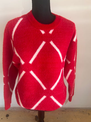 Red/White Grid Sweater - The Vault by Sacha
