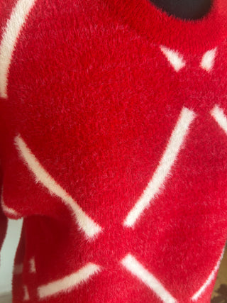 Red/White Grid Sweater - The Vault by Sacha