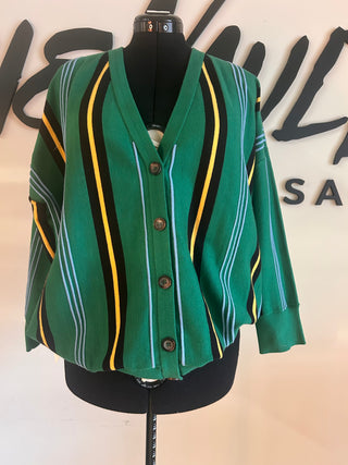 Green Striped Cardigan - The Vault by Sacha