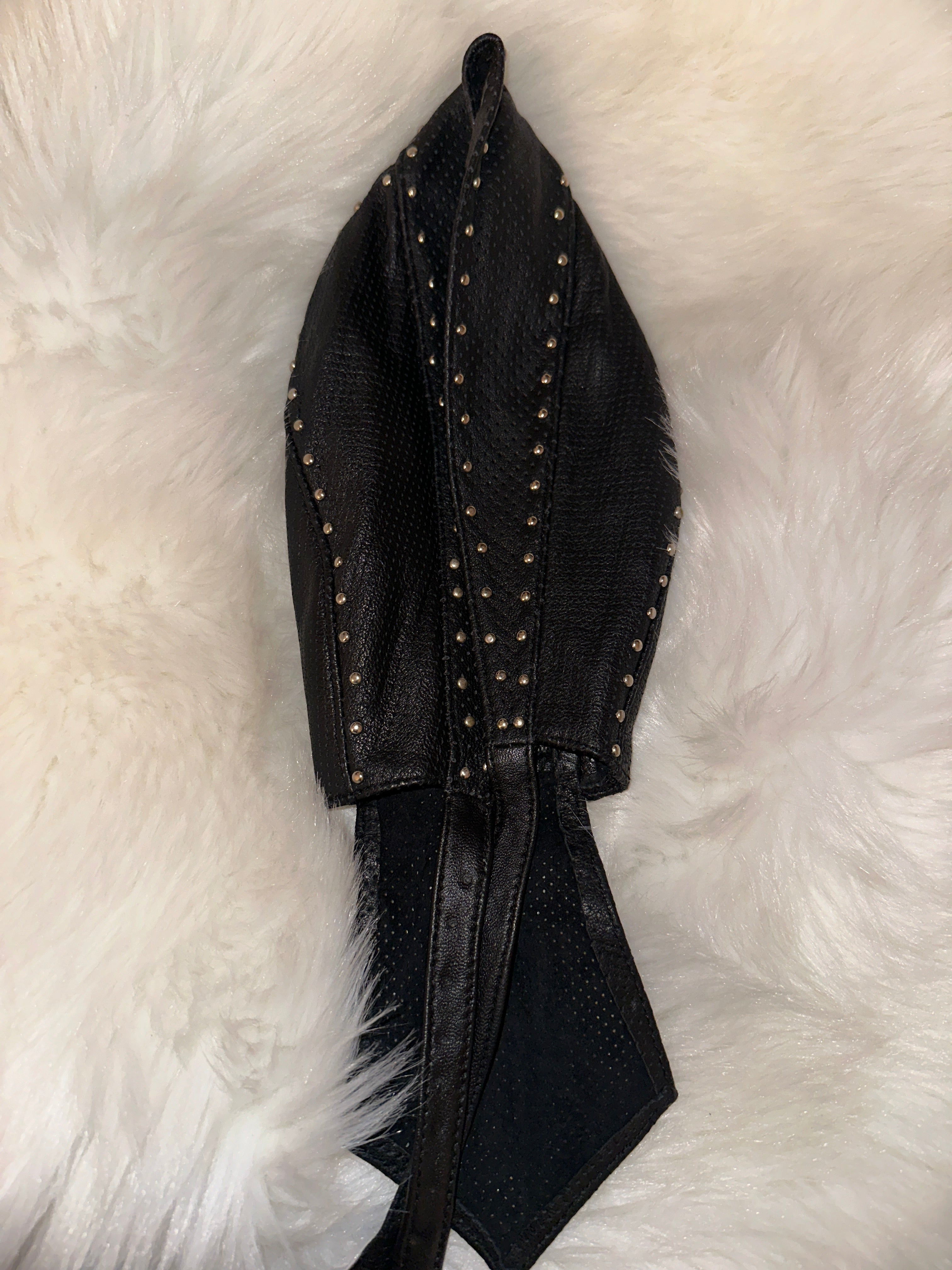 Genuine Leather perforated studded leather cap - The Vault by Sacha
