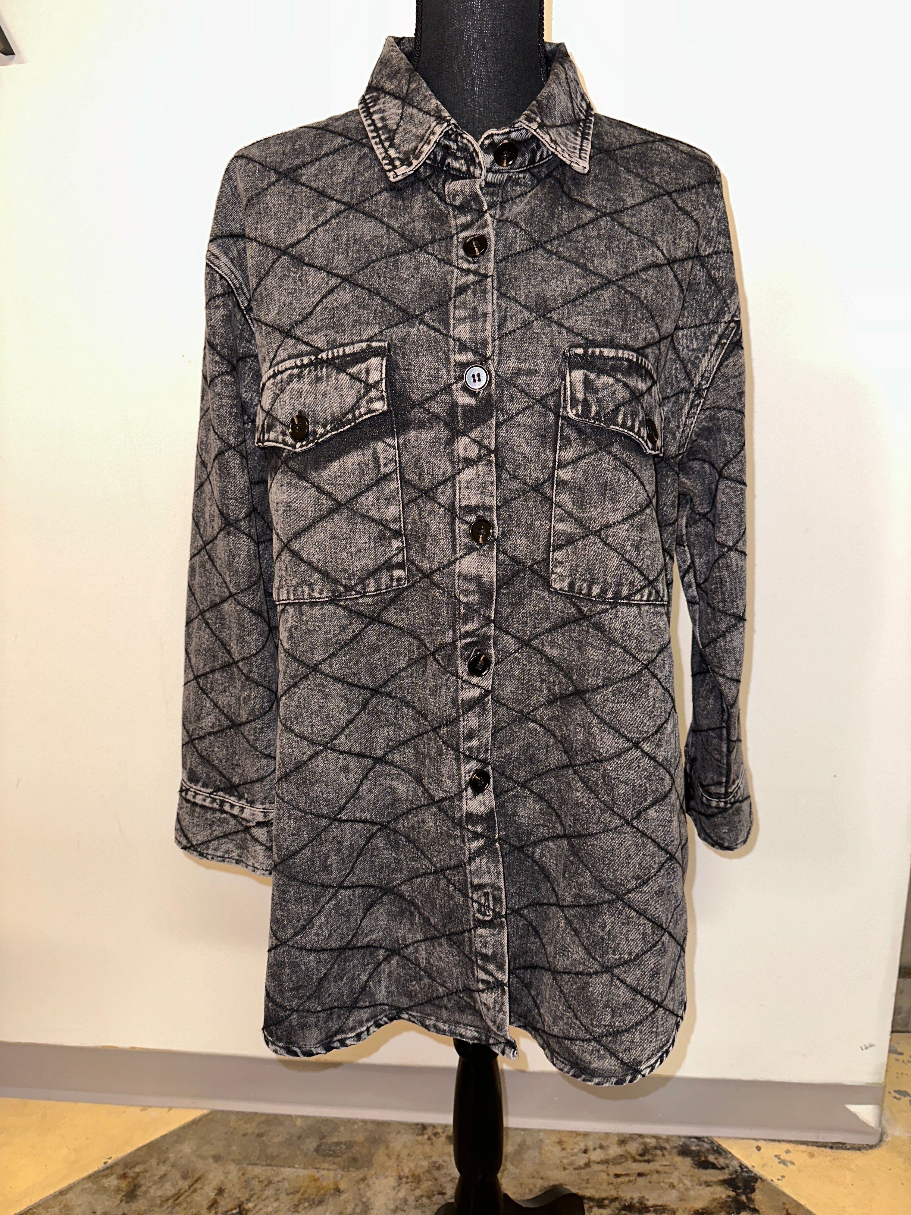 Black Quilted Denim Button Up | FINAL SALE - The Vault by Sacha