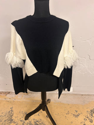 Black & White Fringe Sweater - The Vault by Sacha