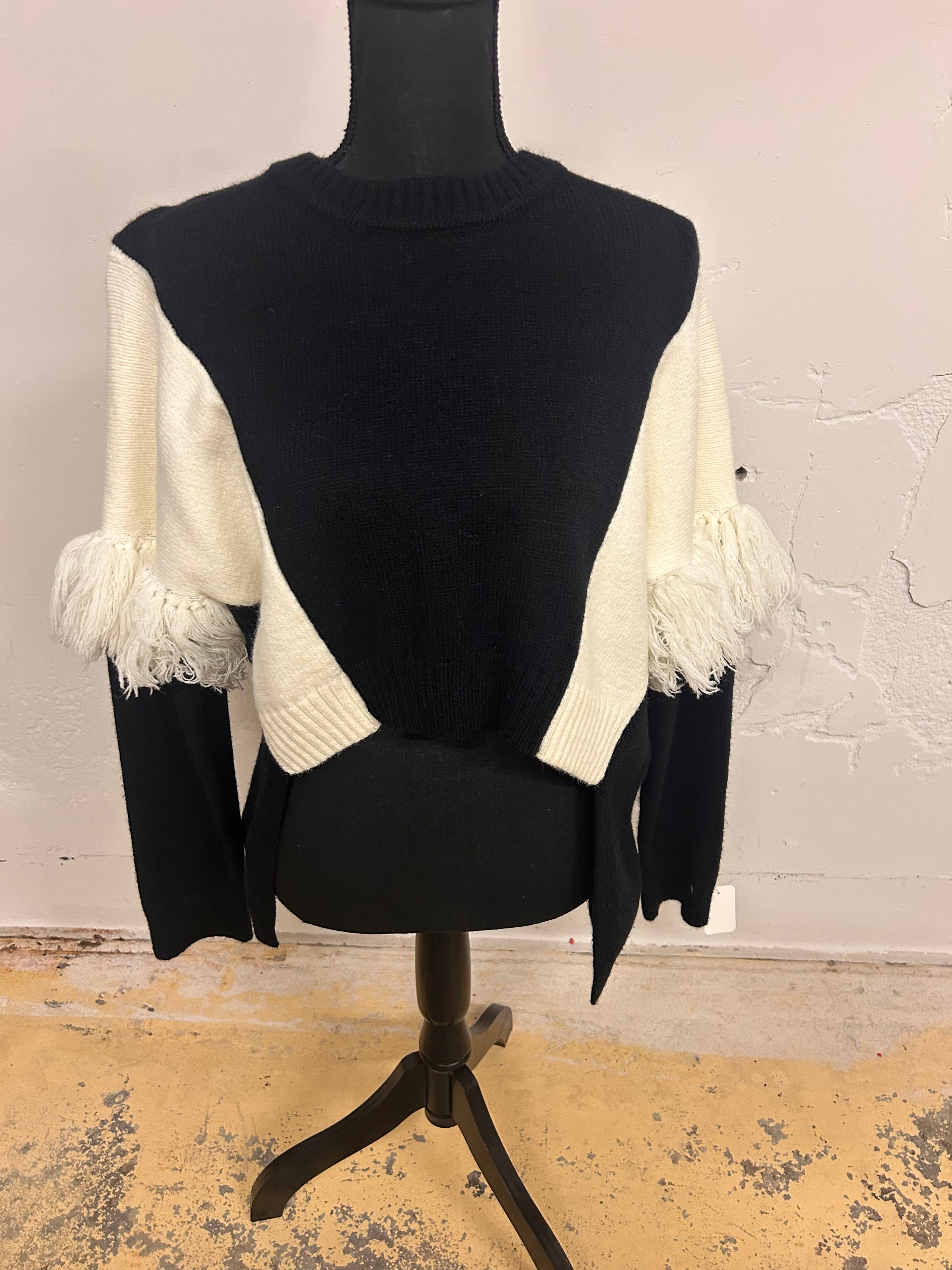 Black & White Fringe Sweater - The Vault by Sacha