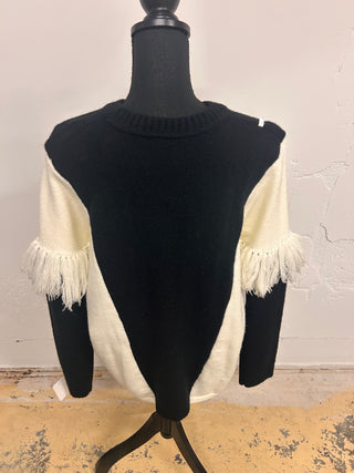 Black & White Fringe Sweater - The Vault by Sacha