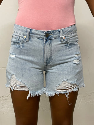 Light Wash Distressed Denim Shorts | FINAL SALE - The Vault by Sacha