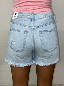 Light Wash Distressed Denim Shorts
