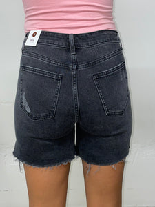 Grey Distressed Denim Shorts