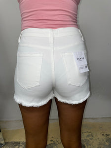 White Frayed Denim Shorts
