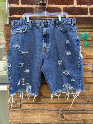 Custom Denim Drawstring Bermuda Shorts | Size 40 (18/20)