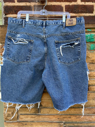 Custom Denim Drawstring Bermuda Shorts | Size 40 (18/20) - The Vault by Sacha