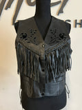 Black Flower Cut Out Fringe Vest - The Vault by Sacha