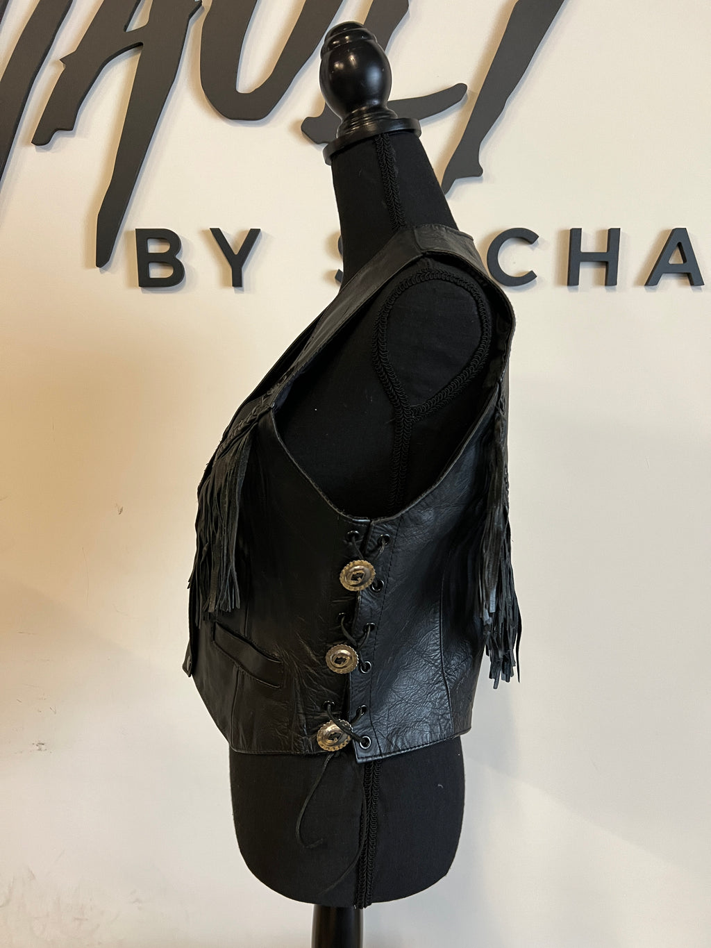 Black Flower Cut Out Fringe Vest - The Vault by Sacha