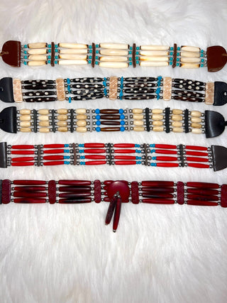 Buffalo Bone Choker Leather Beaded Stone Tribal Native American Necklace - The Vault by Sacha