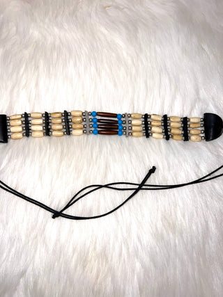 Buffalo Bone Choker Leather Beaded Stone Tribal Native American Necklace - The Vault by Sacha