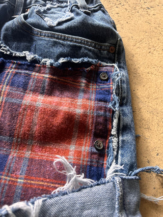 Custom Denim Orange Plaid Shorts | Size 36 (13/14) - The Vault by Sacha