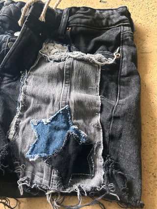Custom Denim Lace & Stars Shorts | Size 29 Stretch 8/9 - The Vault by Sacha