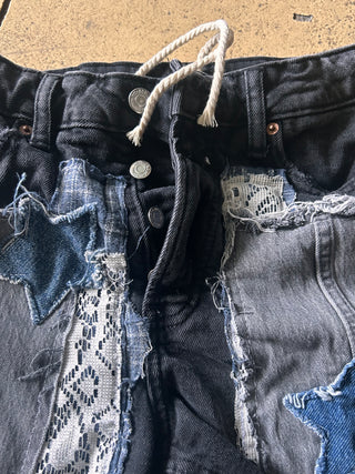 Custom Denim Lace & Stars Shorts | Size 29 Stretch 8/9 - The Vault by Sacha