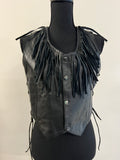 Black Fringe Collar Leather Vest - The Vault by Sacha