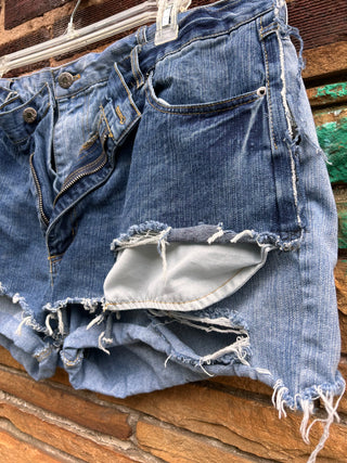 Drawstring Custom Kilted Stretch Denim Shorts  | Size 42 (19/20) Plus Size - The Vault by Sacha