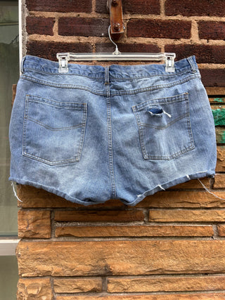 Drawstring Custom Kilted Stretch Denim Shorts  | Size 42 (19/20) Plus Size - The Vault by Sacha
