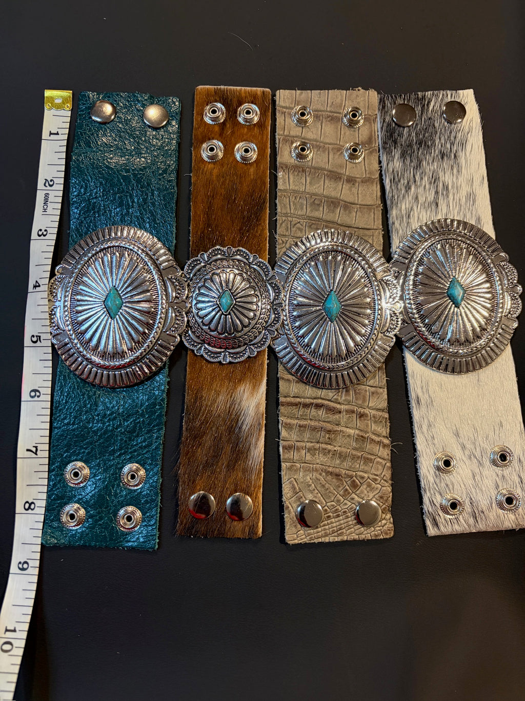 The Concho Collection - Genuine Leather Cuff Bracelet - The Vault by Sacha