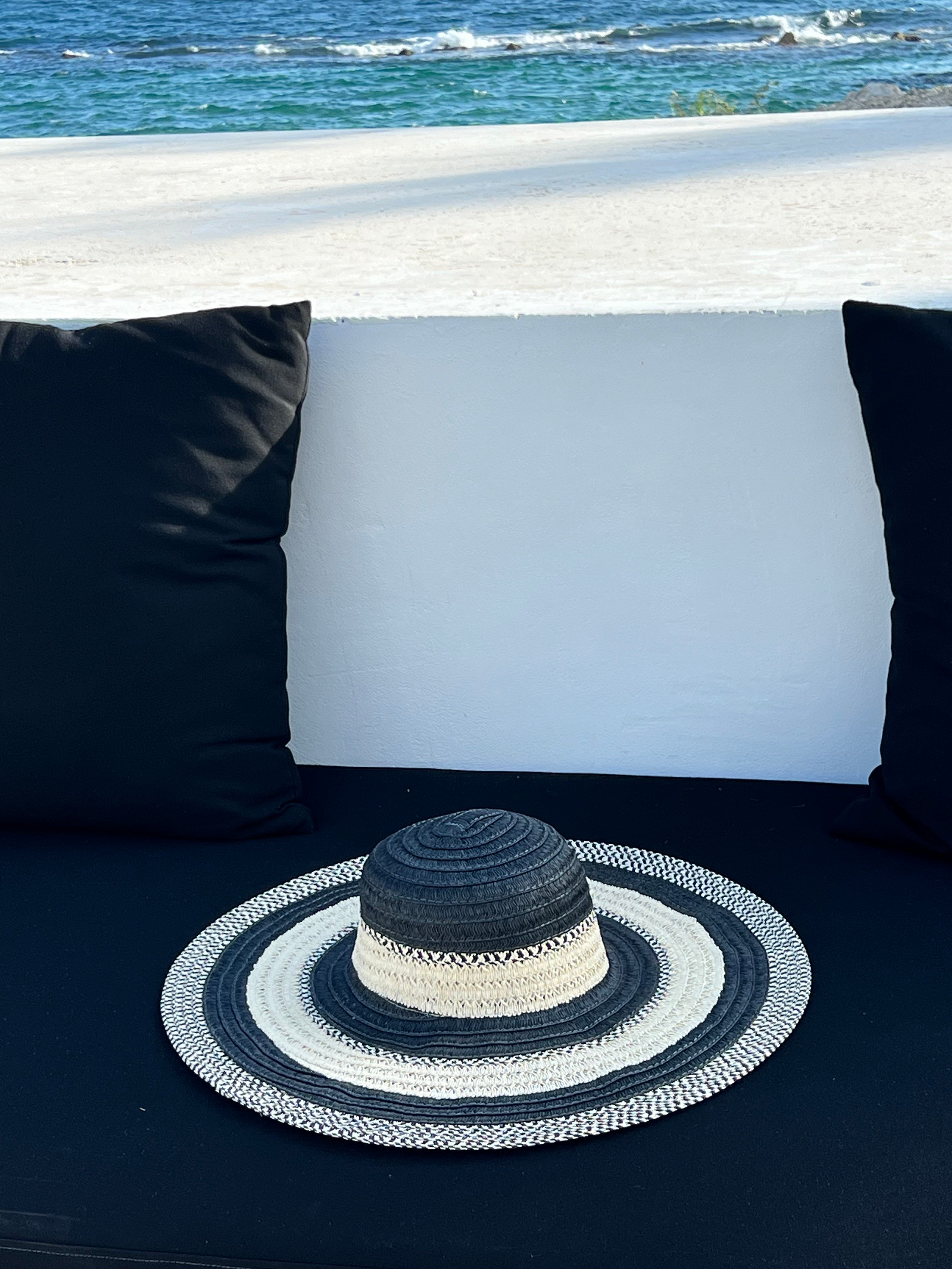 Lulu's Sunshine Sweetness Black Striped Floppy Hat - The Vault by Sacha