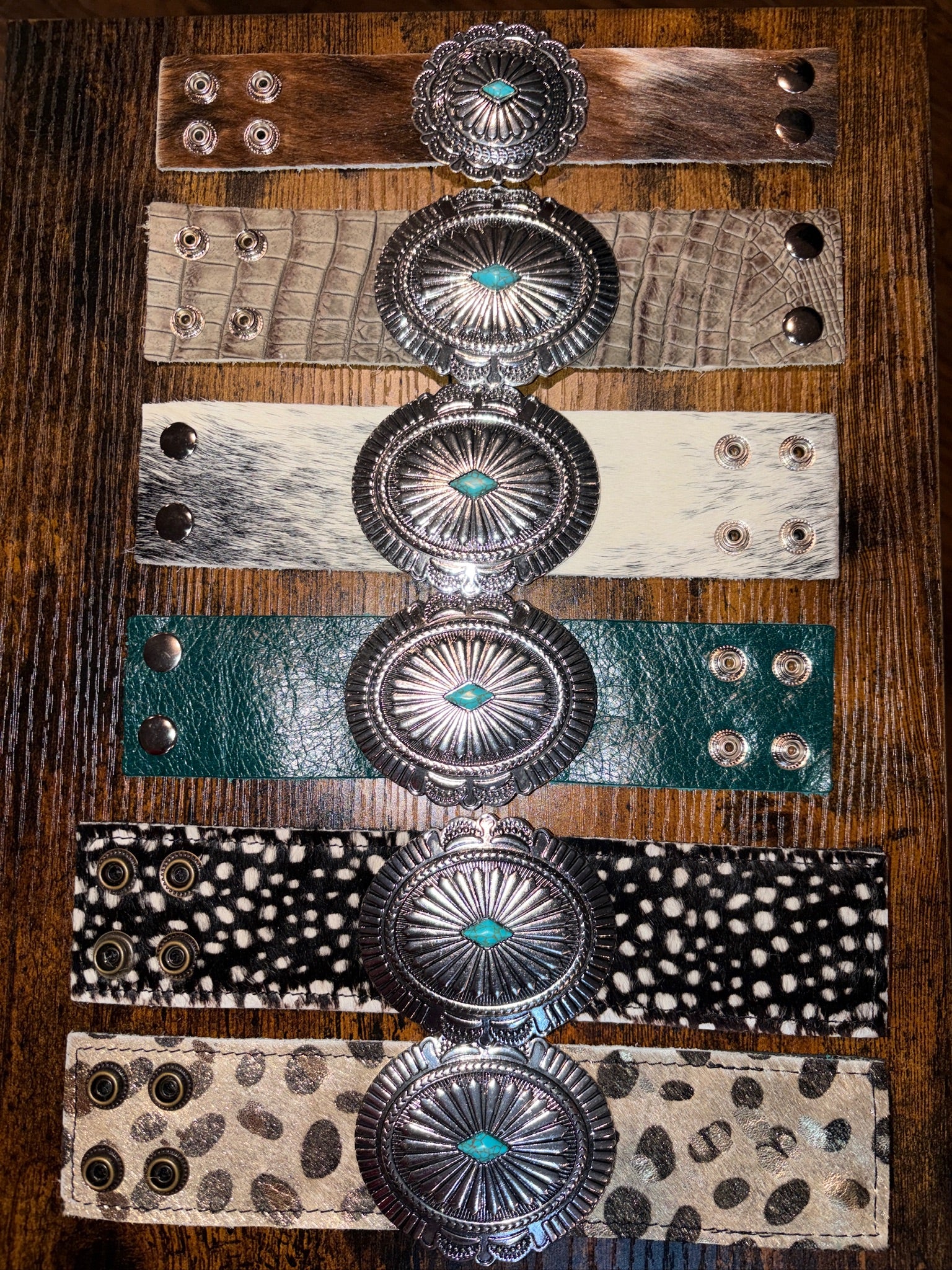 The Concho Collection - Genuine Leather Cuff Bracelet - The Vault by Sacha