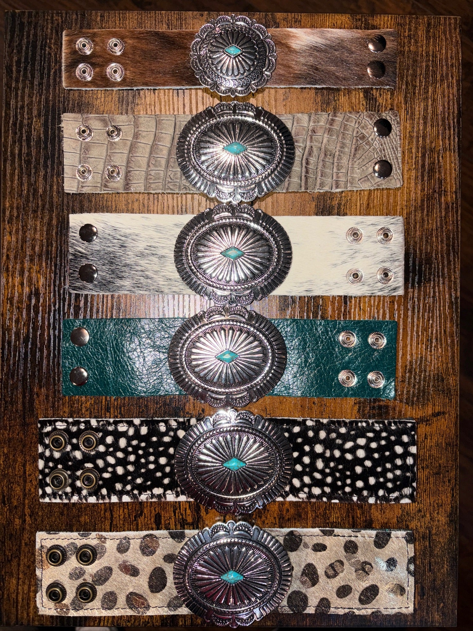 The Concho Collection - Genuine Leather Cuff Bracelet - The Vault by Sacha