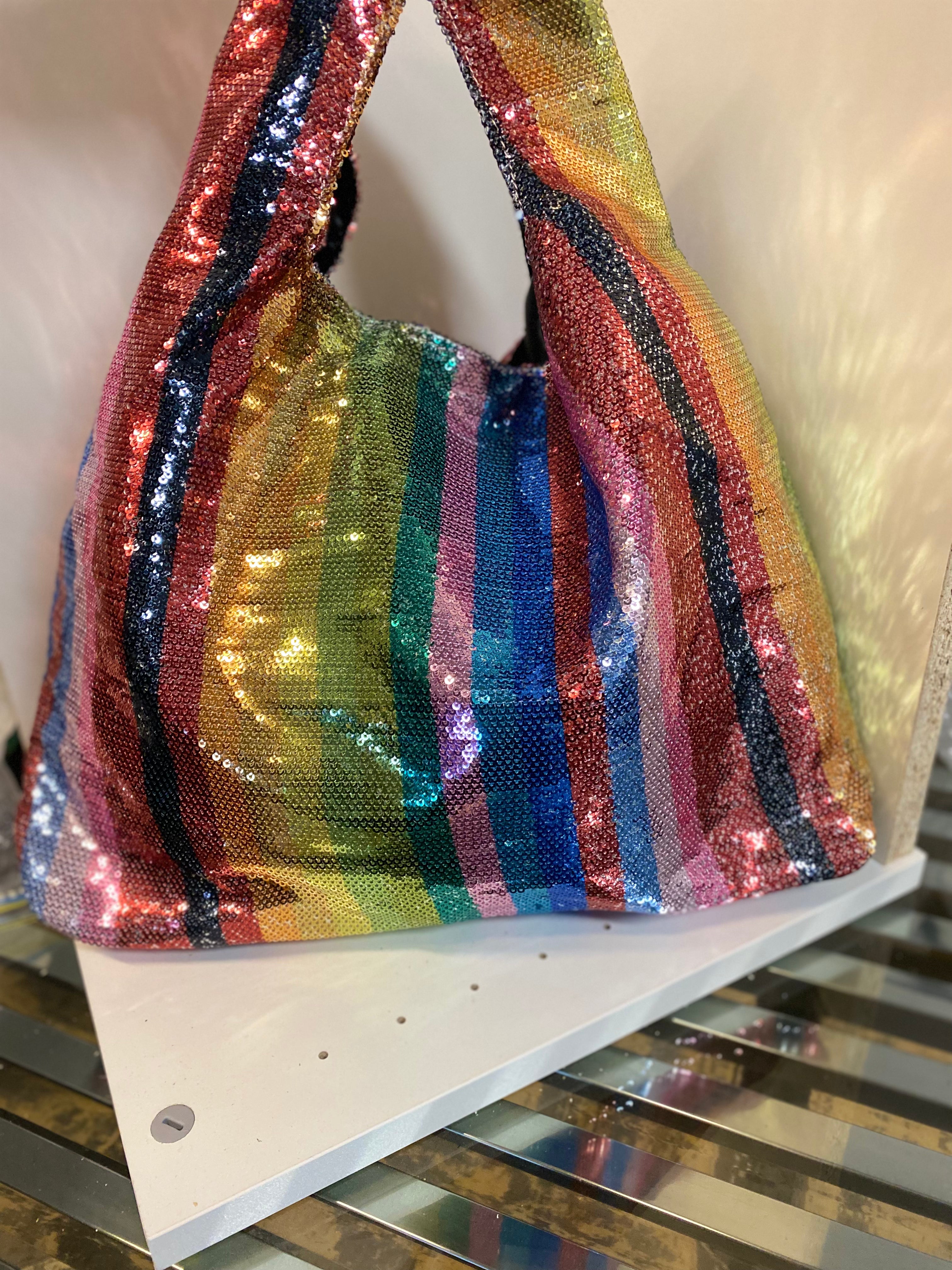 Rainbow Sequin Shopping Bag Purse