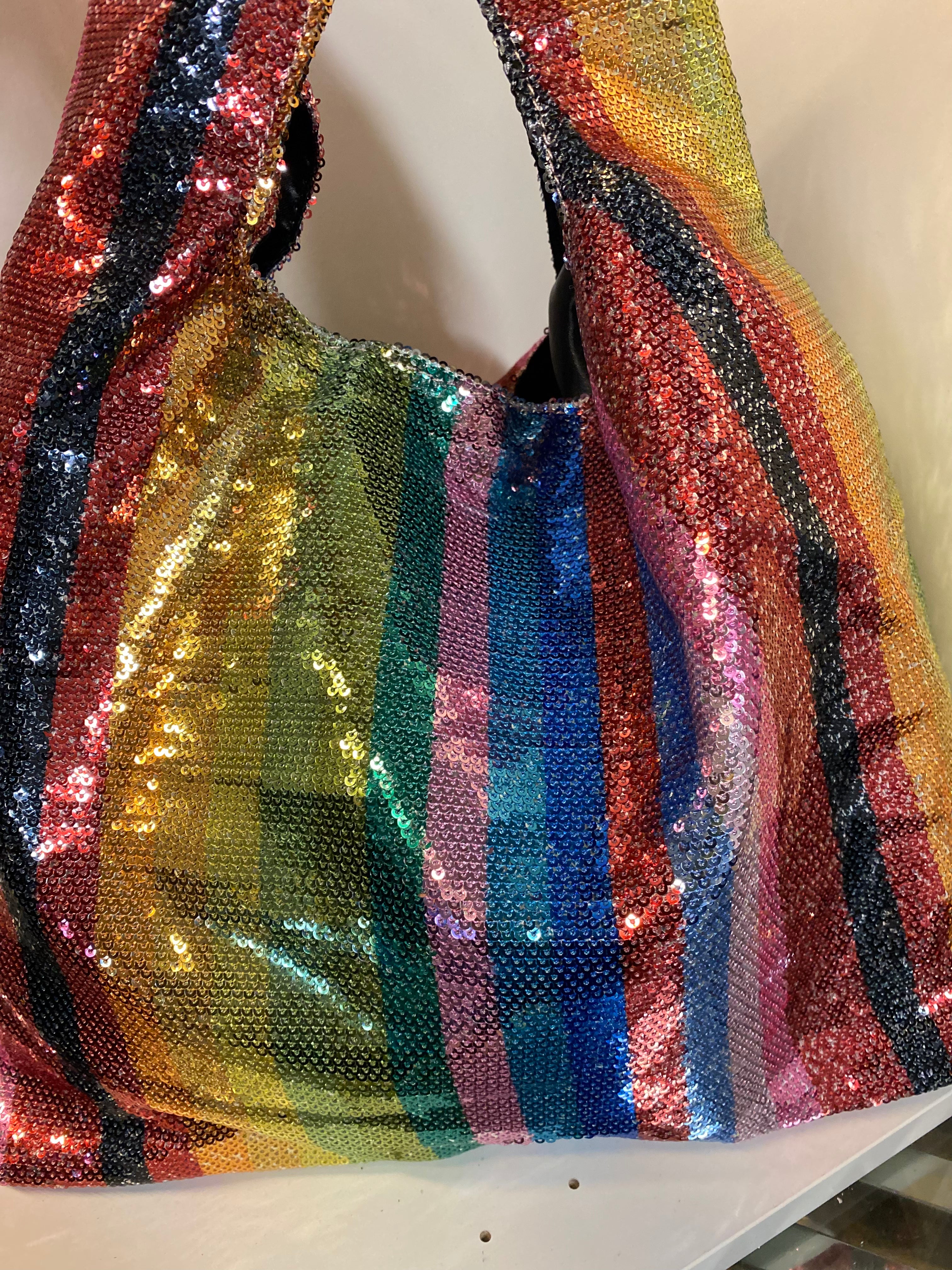 Rainbow Sequin Shopping Bag Purse