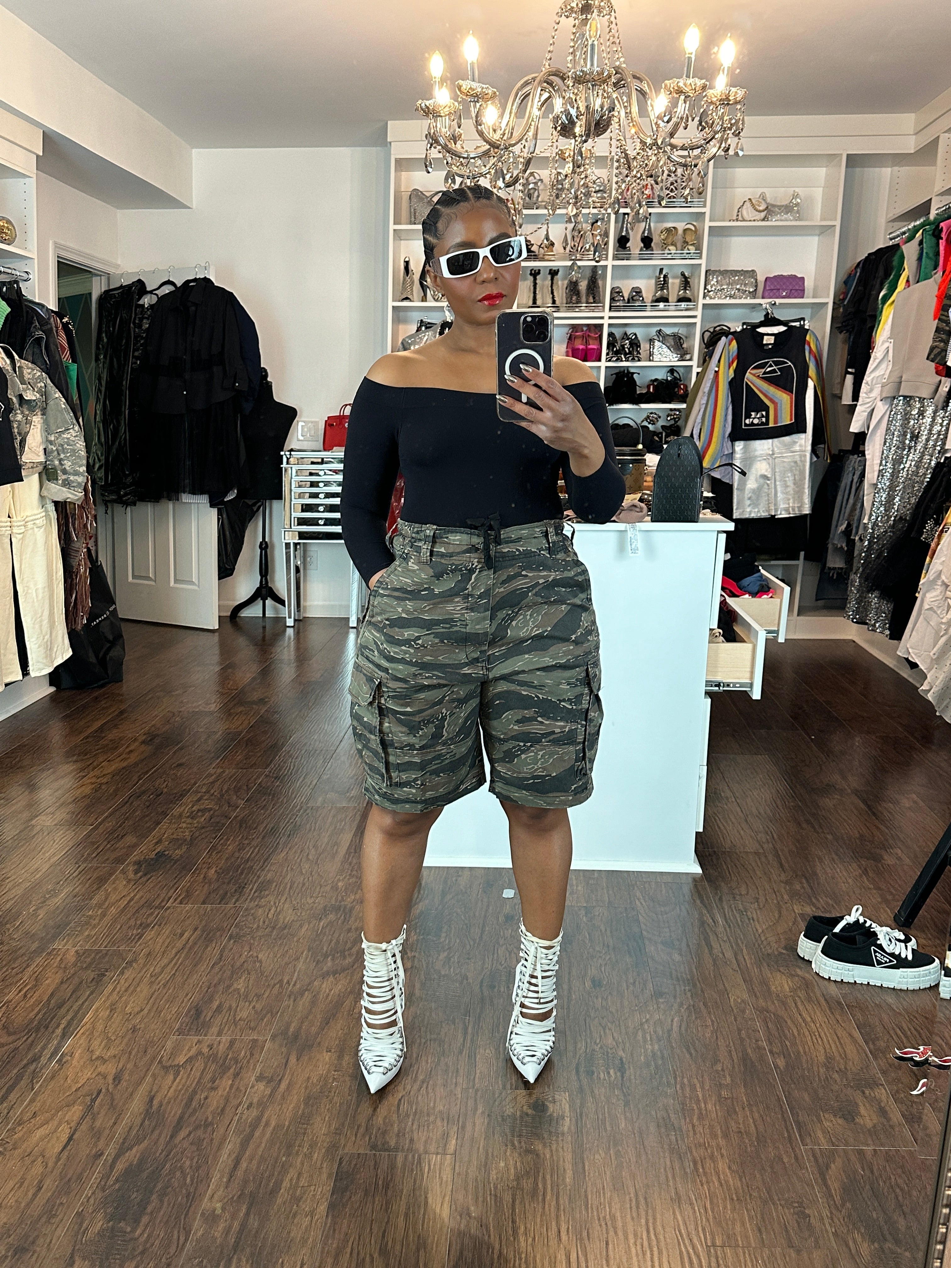 Tiger stripe vintage cargo shorts - The Vault by Sacha