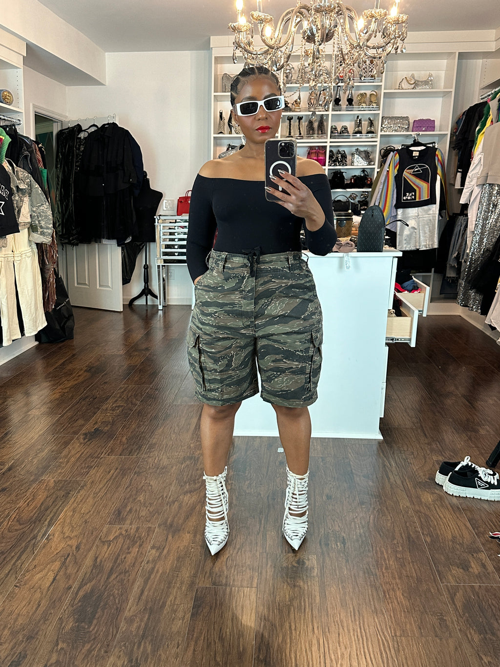 Tiger stripe vintage cargo shorts - The Vault by Sacha