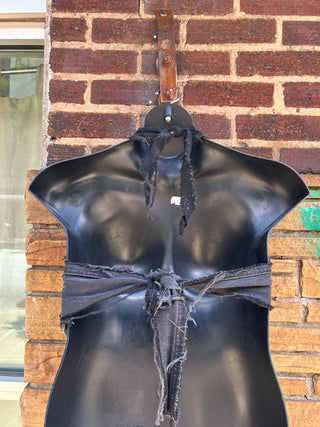 Black Custom Distressed Halter | Size S/M
