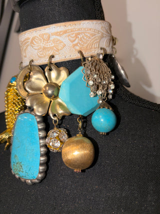 The Turquoise Bloom Handmade Leather Choker
