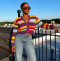 Cropped Button Up Striped Sweater - The Vault by Sacha