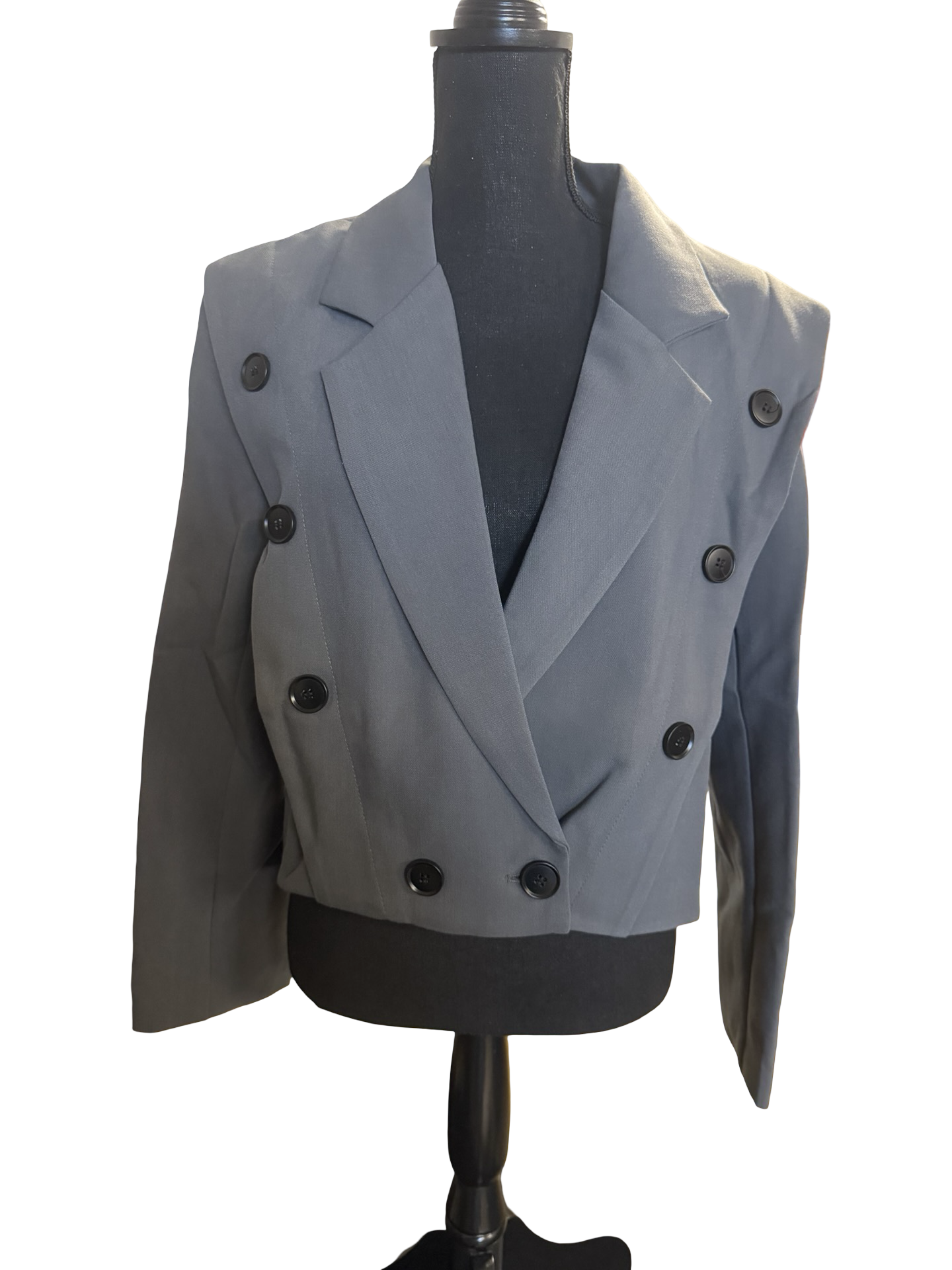 Gray Cropped Double Breasted Blazer - The Vault by Sacha