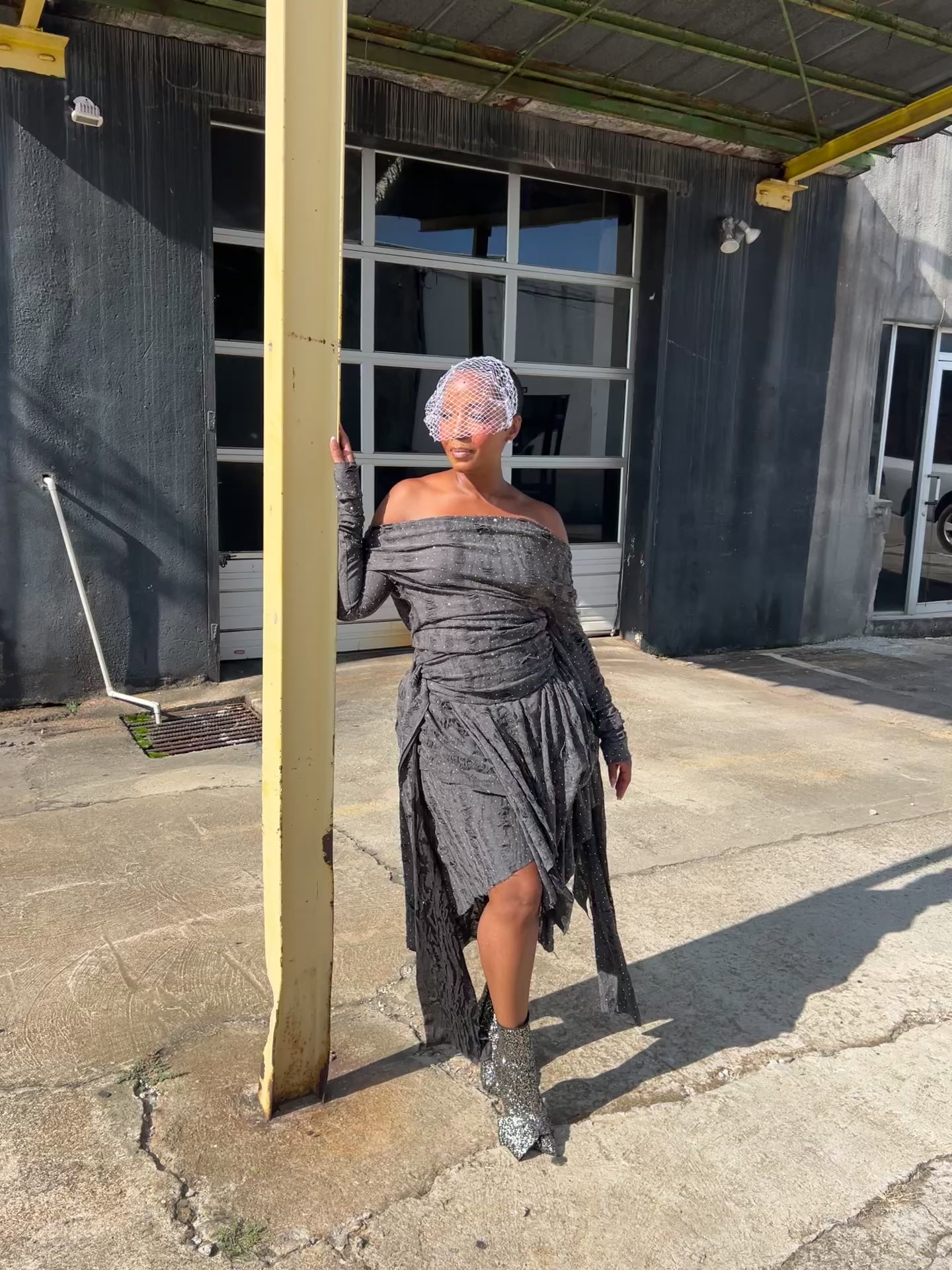 Drape Distressed Skirt Set