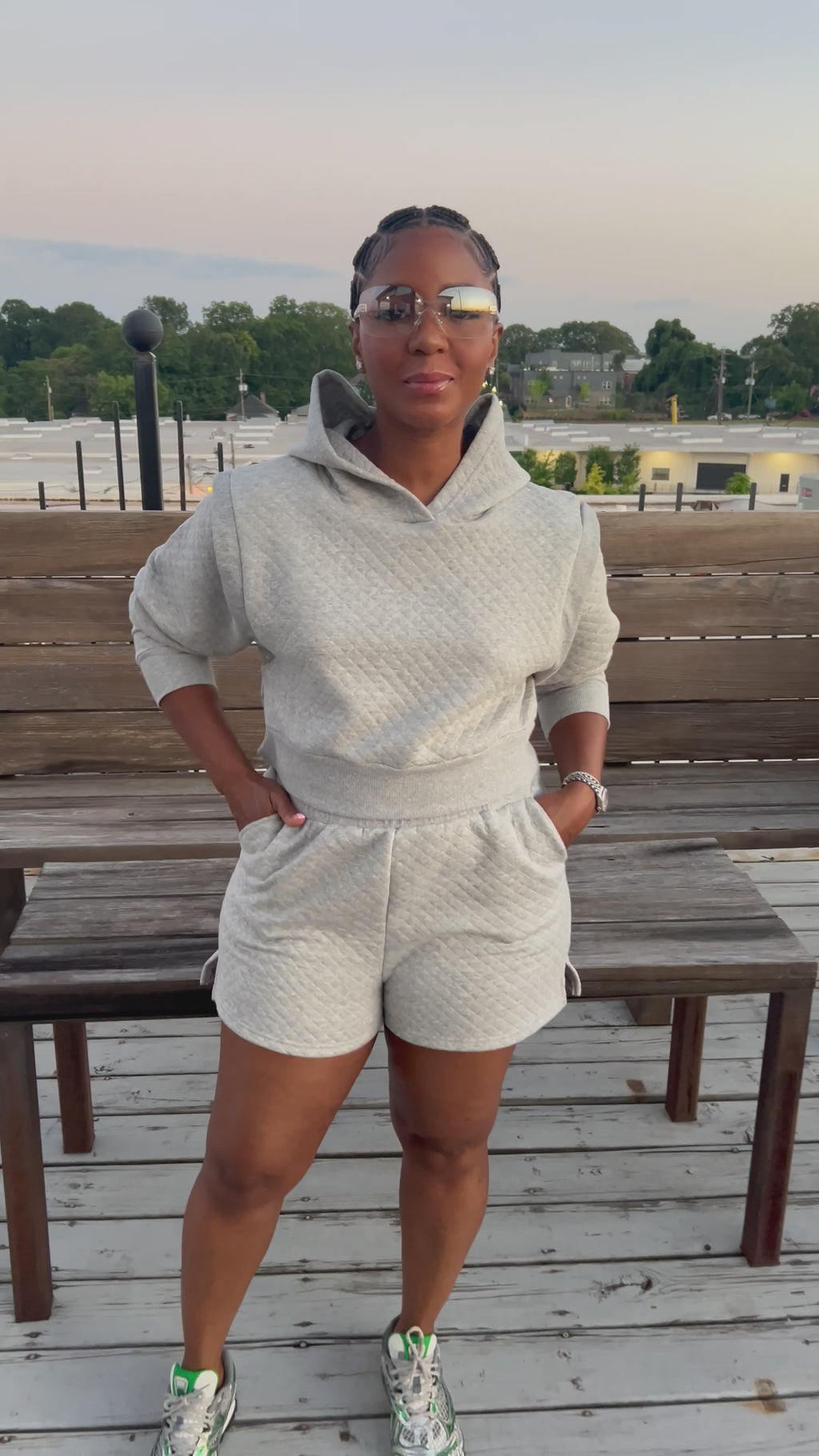 Quilted Hoodie Short Set