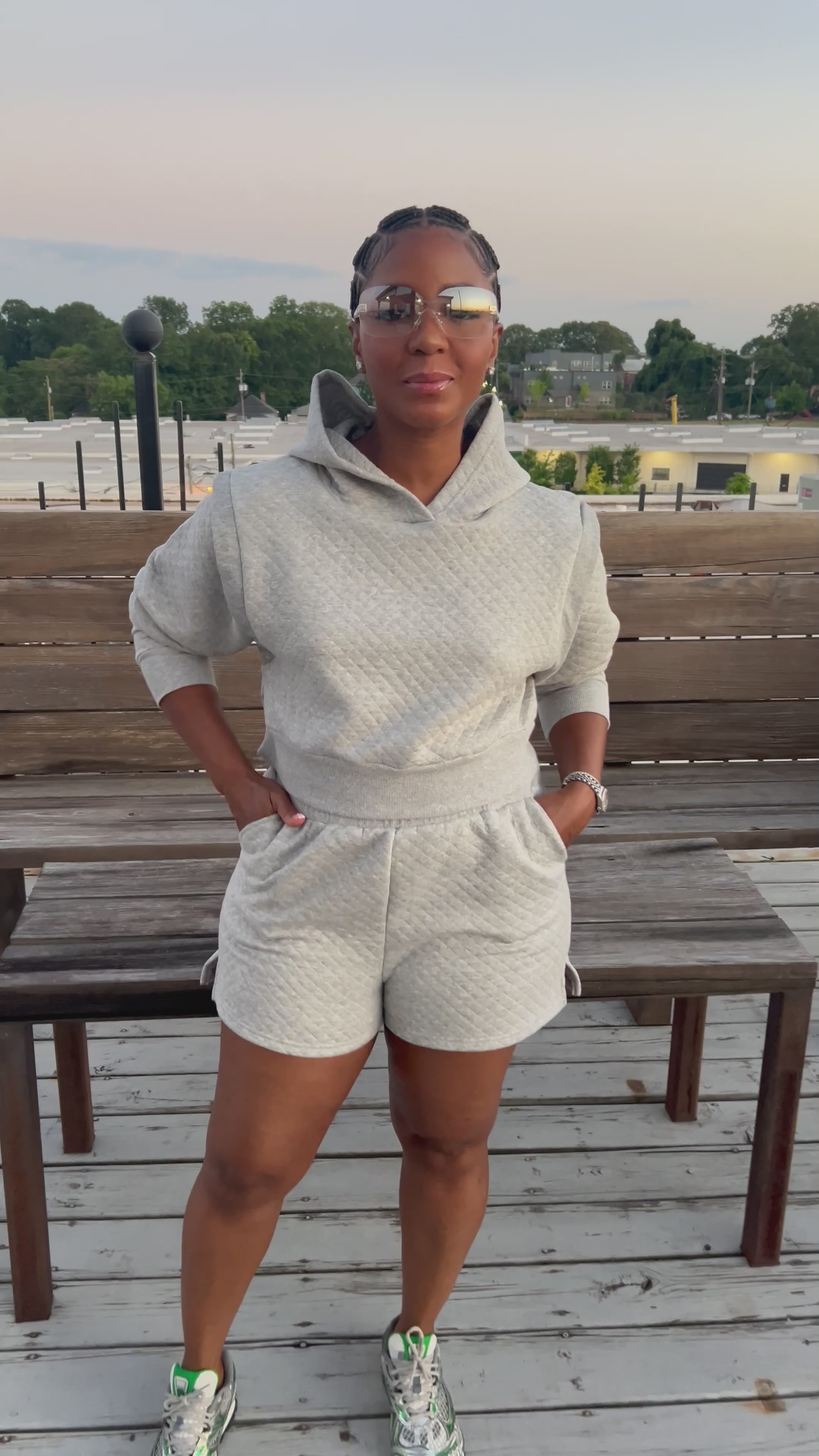 Quilted Hoodie Short Set