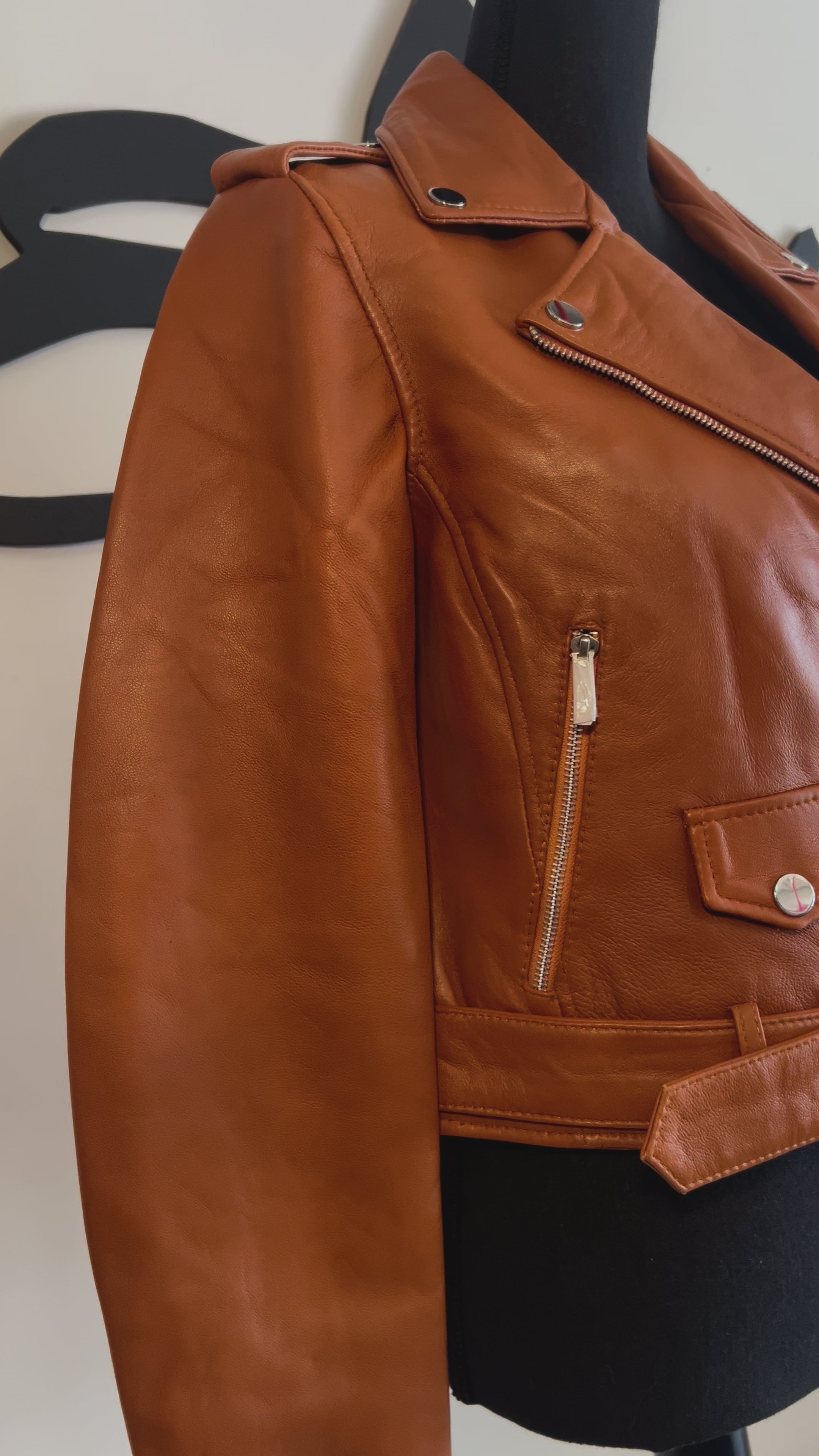 Cognac Leather Classic Biker