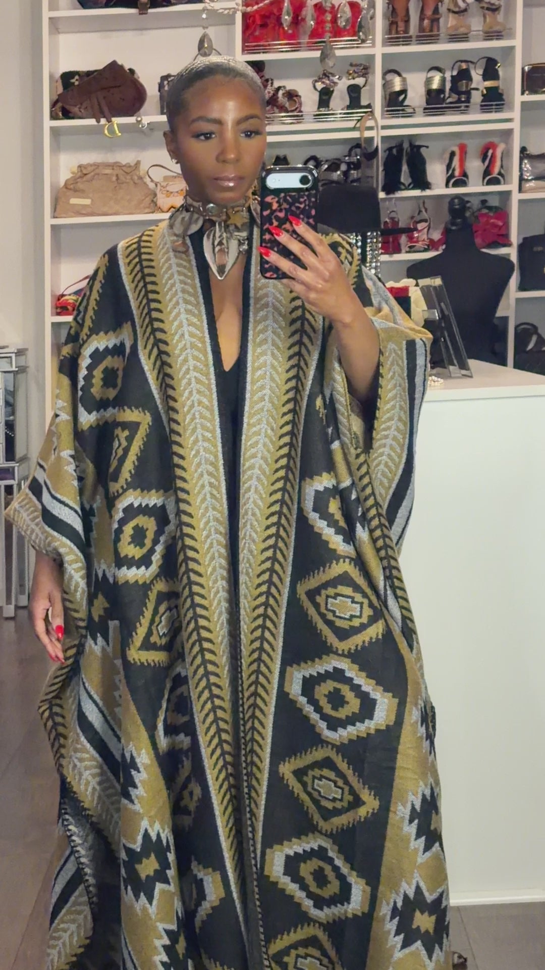 Mykonos Aztec Knit Duster/Kimono