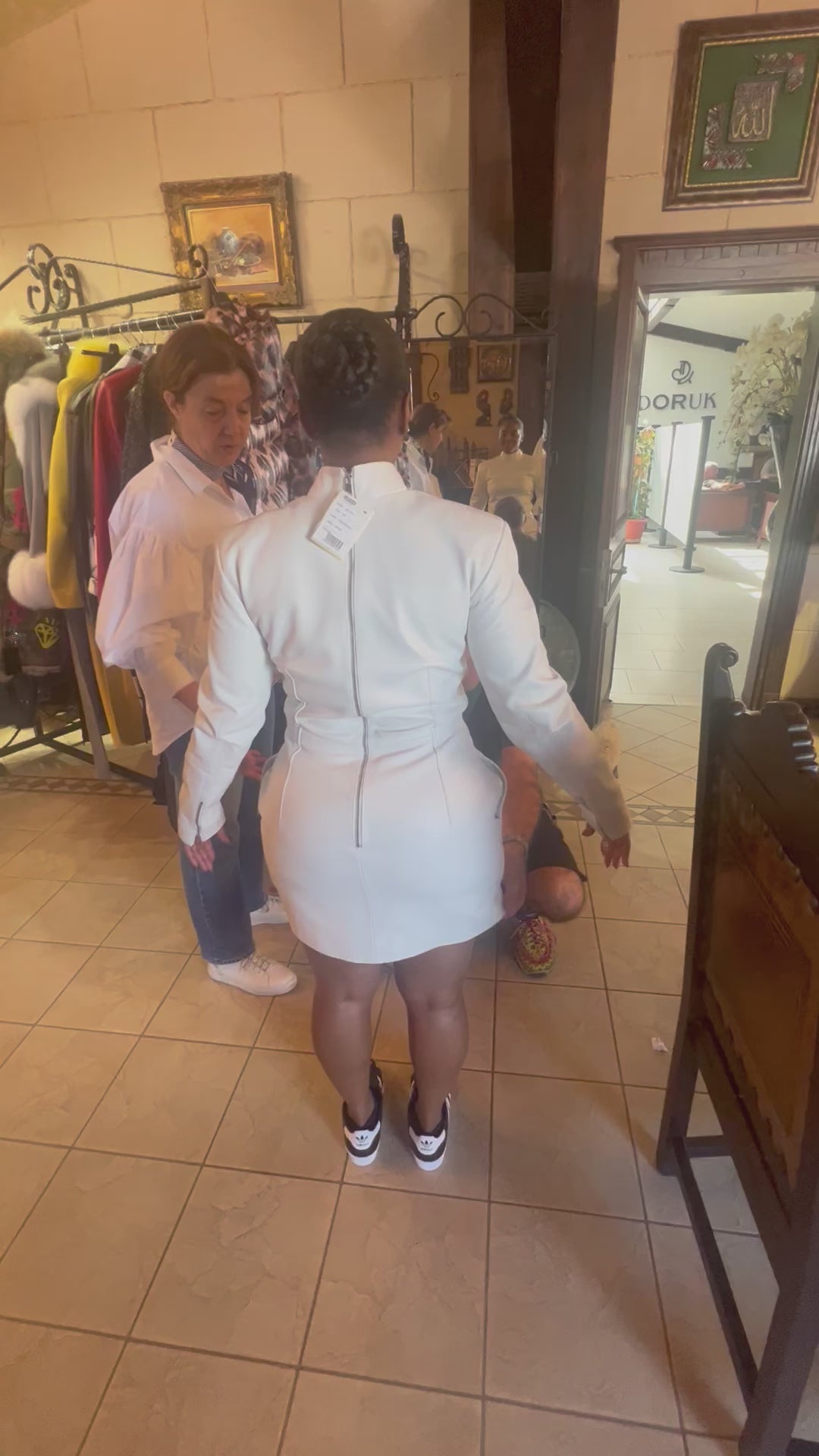 White leather mini dress w Pockets