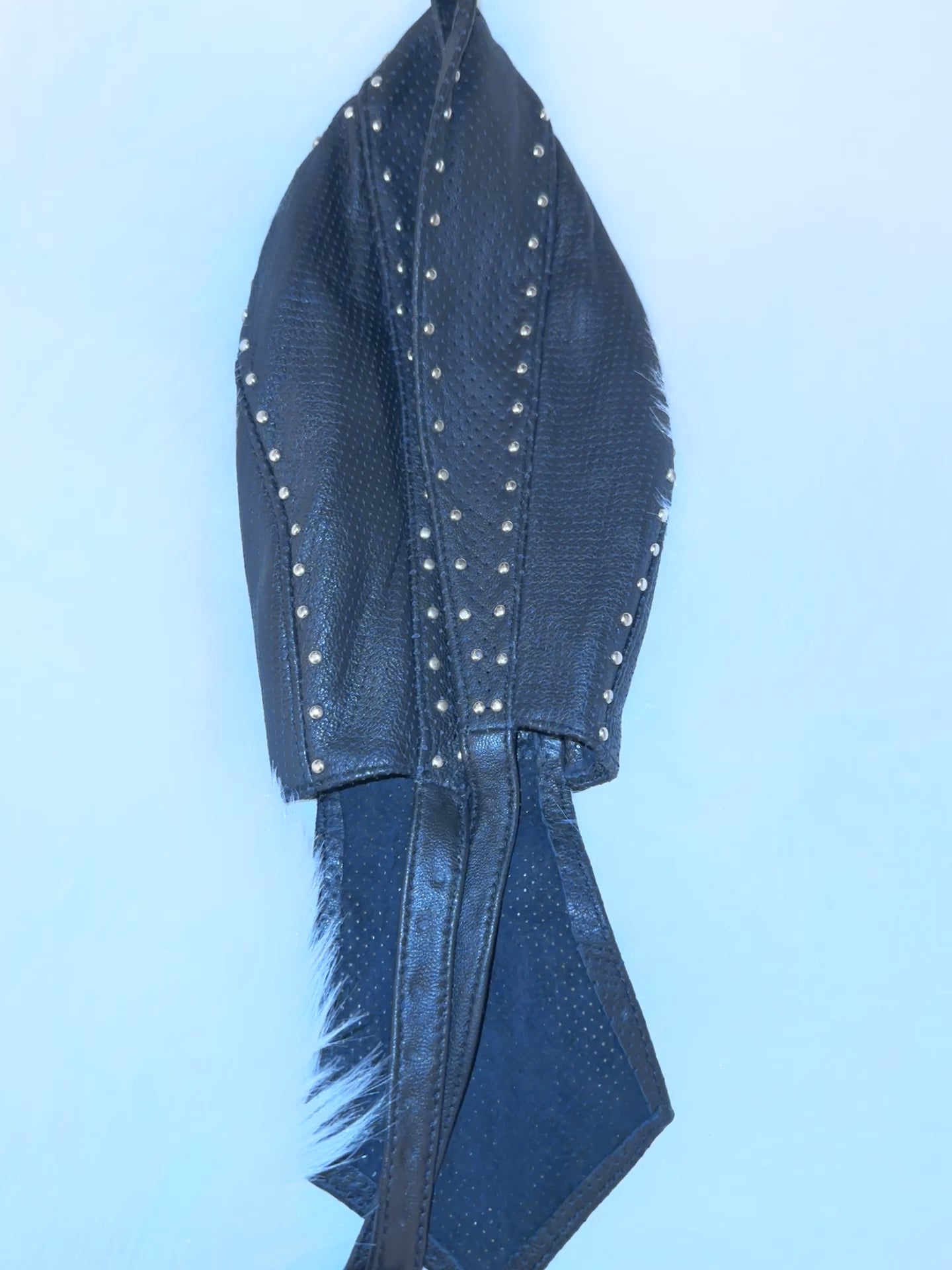 Genuine Leather perforated studded leather cap