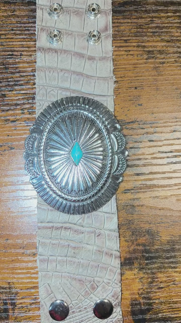 The Concho Collection - Genuine Leather Cuff Bracelet