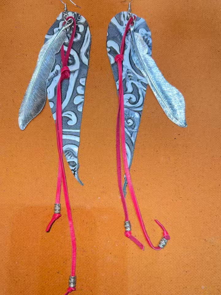 Handmade Leather Tribal Earrings