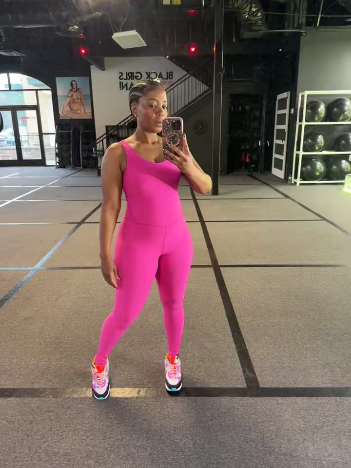 Neon Pink Yoga Romper