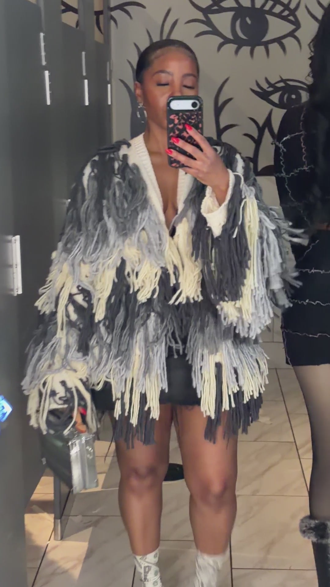 Shake it Baby Fringe Sweater Coat (GREY)