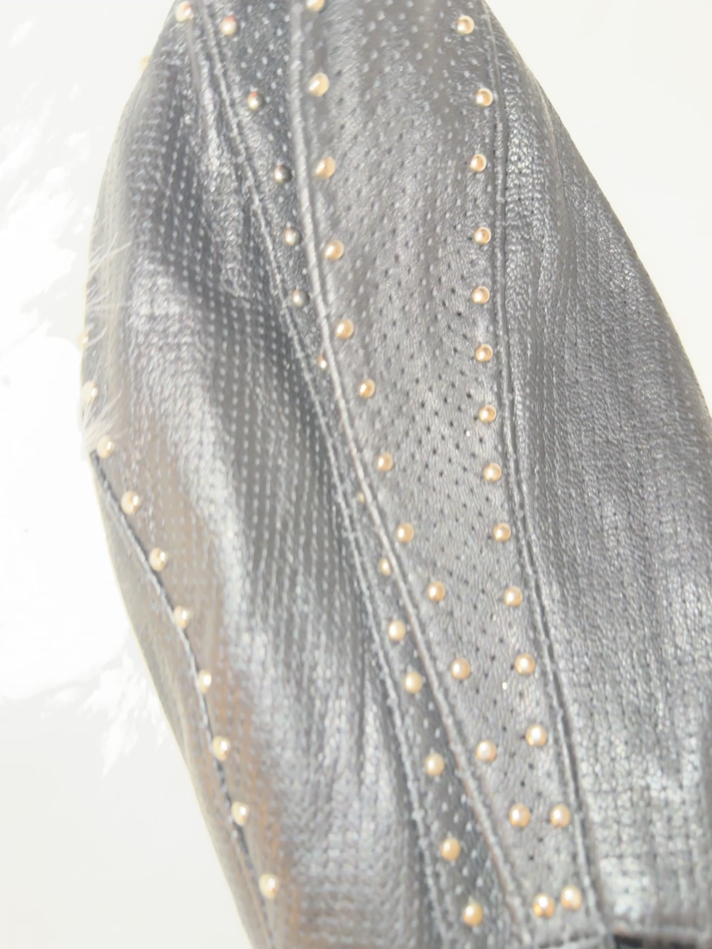 Genuine Leather perforated studded leather cap