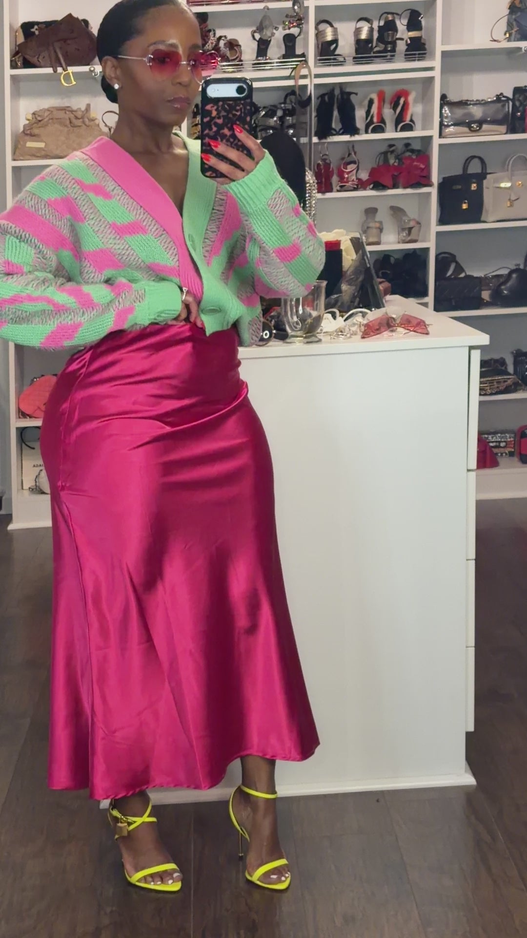 Hot Pink satin maxi SKIRT💕