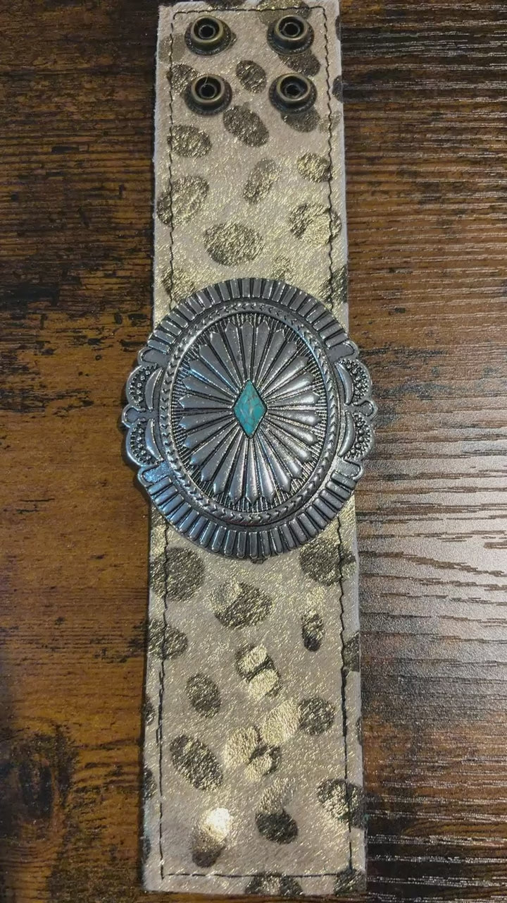 The Concho Collection - Genuine Leather Cuff Bracelet